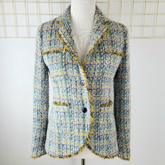 Barneys New York Preppy Tweed Made in Italy Blazer - Picture 1 of 9
